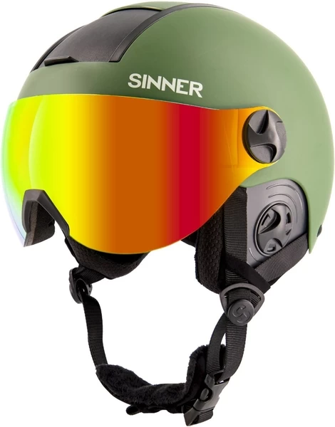 Sinner Bullit Visor Skihelm Met Vizier - Groen - Rode Lens 3 Sinner Bullit Visor Skihelm Met Vizier - Groen - Rode Lens