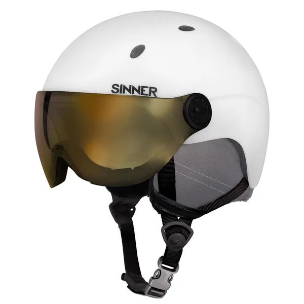 Sinner Titan Visor Skihelm Met Vizier - Wit - Gouden Lens 3 Sinner Titan Visor Skihelm Met Vizier - Wit - Gouden Lens