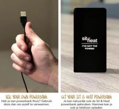 Sit & Heat Warmtekussen Square - Zwart -Professionele winterwarmtewinkel warmtekussen laden 3